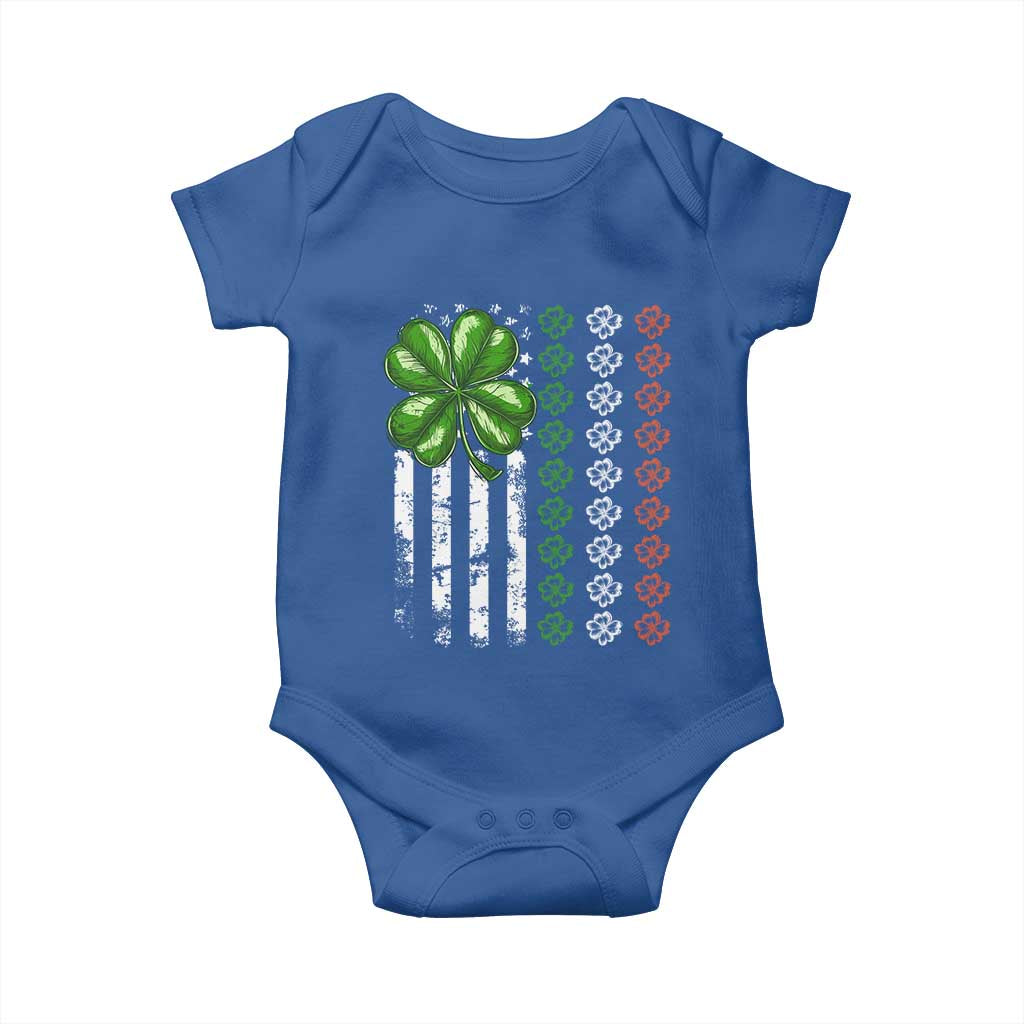 Funny St Patricks Day Baby Onesie Shamrock American Flag TS02 Royal Blue Print Your Wear