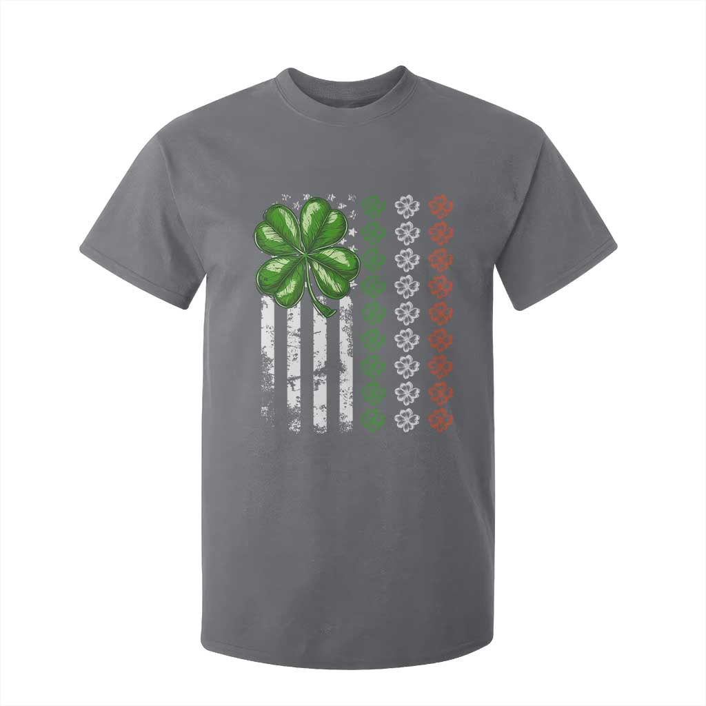 Funny St Patricks Day T Shirt For Kid Shamrock American Flag TS02 Charcoal Print Your Wear