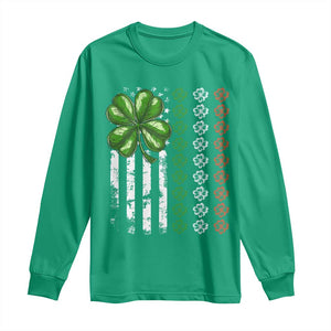 Funny St Patricks Day Long Sleeve Shirt Shamrock American Flag TS02 Irish Green Print Your Wear