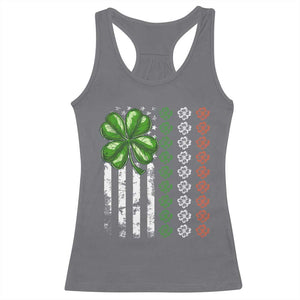 Funny St Patricks Day Racerback Tank Top Shamrock American Flag TS02 Charcoal Print Your Wear