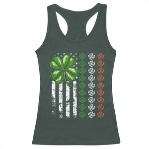 Funny St Patricks Day Racerback Tank Top Shamrock American Flag TS02 Dark Forest Green Print Your Wear