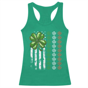 Funny St Patricks Day Racerback Tank Top Shamrock American Flag TS02 Irish Green Print Your Wear