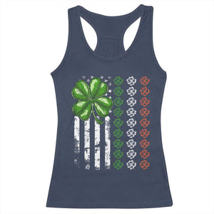 Funny St Patricks Day Racerback Tank Top Shamrock American Flag TS02 Navy Print Your Wear
