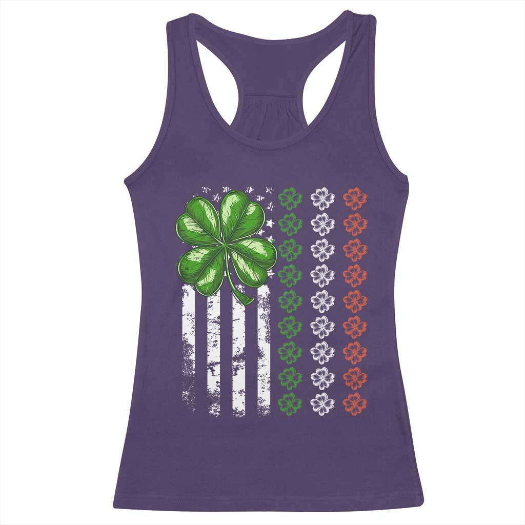 Funny St Patricks Day Racerback Tank Top Shamrock American Flag TS02 Purple Print Your Wear