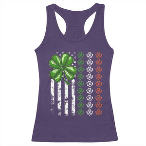Funny St Patricks Day Racerback Tank Top Shamrock American Flag TS02 Purple Print Your Wear