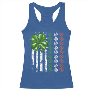 Funny St Patricks Day Racerback Tank Top Shamrock American Flag TS02 Royal Blue Print Your Wear