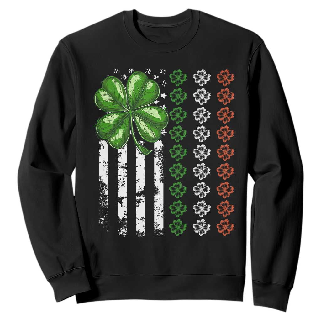 Funny St. Patricks Day Sweatshirt Shamrock American Flag TS02 Black Printyourwear