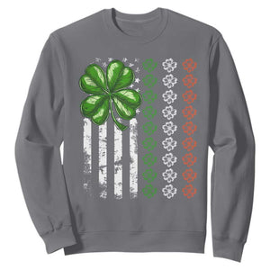 Funny St. Patricks Day Sweatshirt Shamrock American Flag TS02 Charcoal Printyourwear