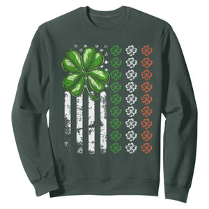 Funny St. Patricks Day Sweatshirt Shamrock American Flag TS02 Dark Forest Green Printyourwear