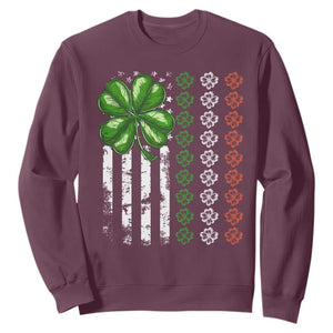 Funny St. Patricks Day Sweatshirt Shamrock American Flag TS02 Maroon Printyourwear
