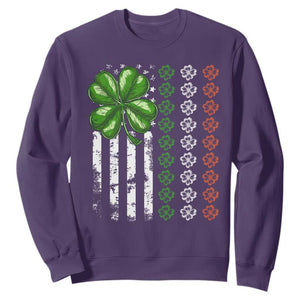 Funny St. Patricks Day Sweatshirt Shamrock American Flag TS02 Purple Printyourwear