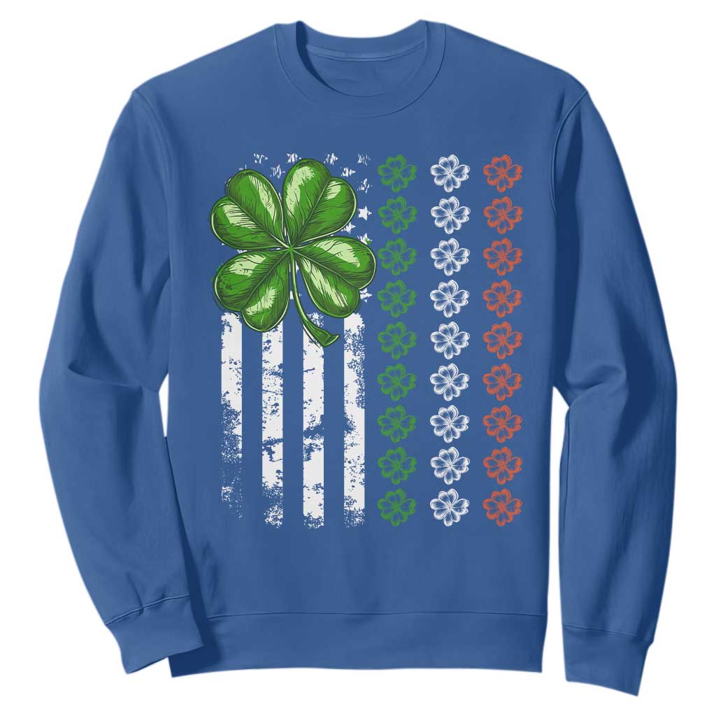 Funny St. Patricks Day Sweatshirt Shamrock American Flag TS02 Royal Blue Printyourwear