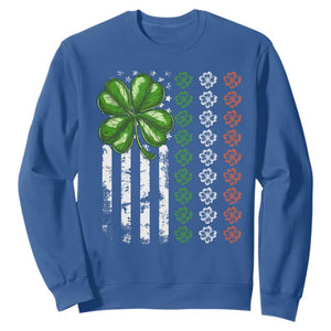 Funny St. Patricks Day Sweatshirt Shamrock American Flag TS02 Royal Blue Printyourwear