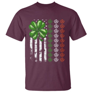 Funny St. Patricks Day T Shirt Shamrock American Flag TS02 Maroon Printyourwear