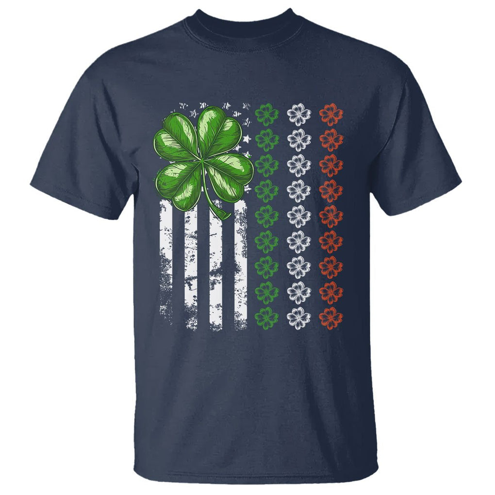 Funny St. Patricks Day T Shirt Shamrock American Flag TS02 Navy Printyourwear