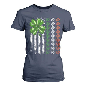 Funny St Patricks Day T Shirt For Women Shamrock American Flag TS02 Navy Print Your Wear