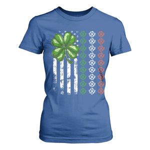 Funny St Patricks Day T Shirt For Women Shamrock American Flag TS02 Royal Blue Print Your Wear