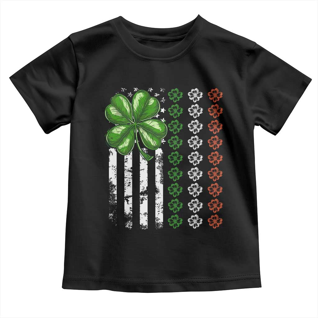 Funny St Patricks Day Toddler T Shirt Shamrock American Flag TS02 Black Print Your Wear