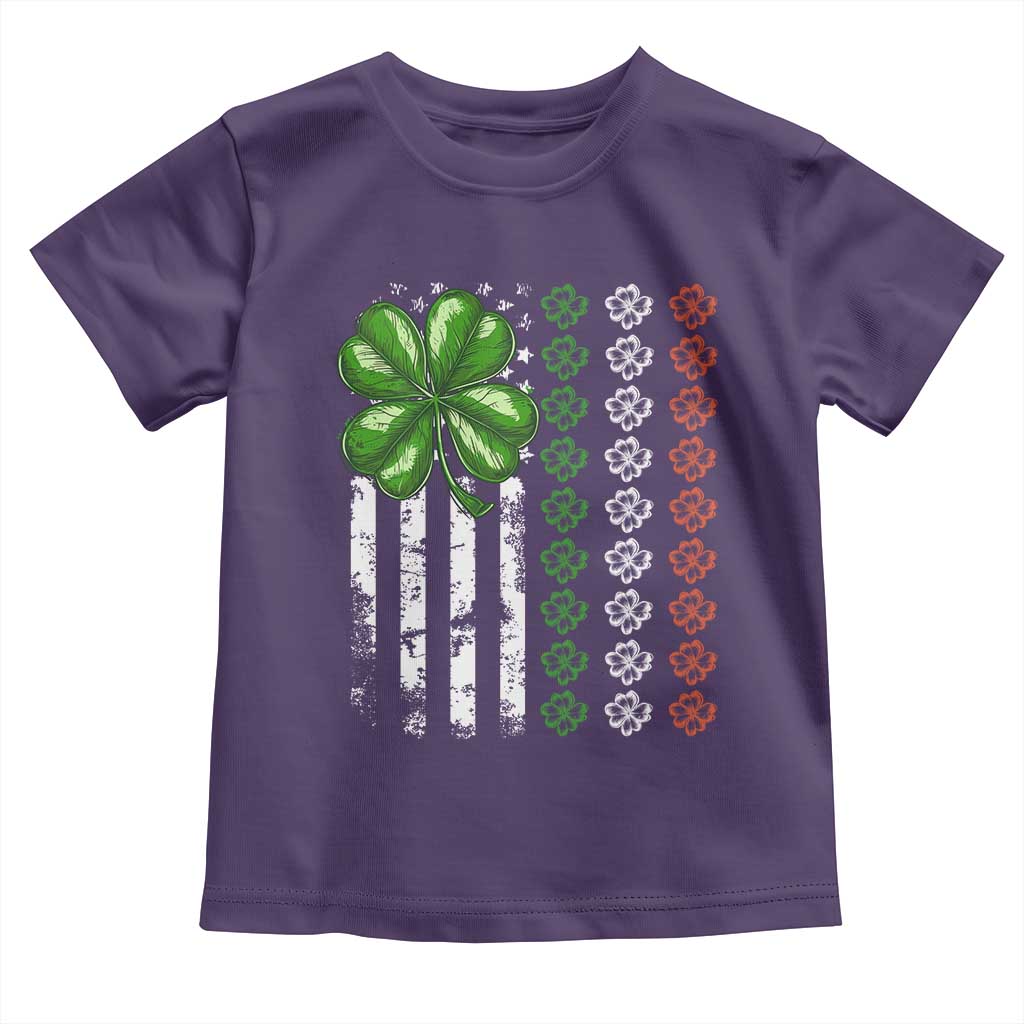 Funny St Patricks Day Toddler T Shirt Shamrock American Flag TS02 Purple Print Your Wear