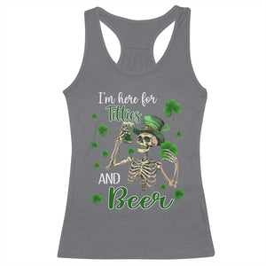 Funny St Patricks Day Drinking Racerback Tank Top I'm Here For Titties And Beer TS02 Charcoal Print Your Wear