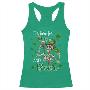 Funny St Patricks Day Drinking Racerback Tank Top I'm Here For Titties And Beer TS02 Irish Green Print Your Wear