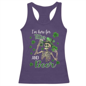 Funny St Patricks Day Drinking Racerback Tank Top I'm Here For Titties And Beer TS02 Purple Print Your Wear