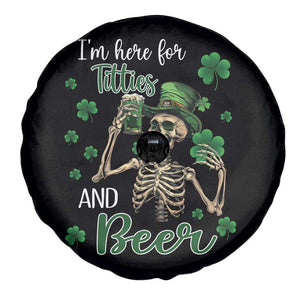 Funny St Patricks Day Drinking Spare Tire Cover I'm Here For Titties And Beer TS02 Print Your Wear