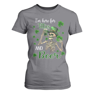 Funny St Patricks Day Drinking T Shirt For Women I'm Here For Titties And Beer TS02 Charcoal Print Your Wear