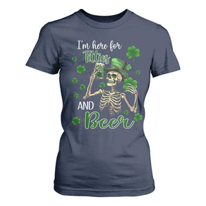 Funny St Patricks Day Drinking T Shirt For Women I'm Here For Titties And Beer TS02 Navy Print Your Wear