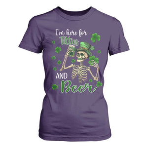 Funny St Patricks Day Drinking T Shirt For Women I'm Here For Titties And Beer TS02 Purple Print Your Wear