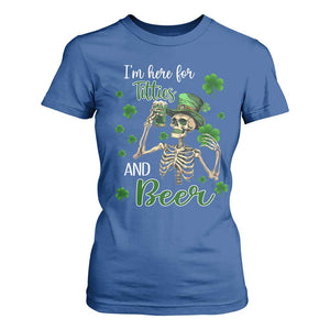 Funny St Patricks Day Drinking T Shirt For Women I'm Here For Titties And Beer TS02 Royal Blue Print Your Wear