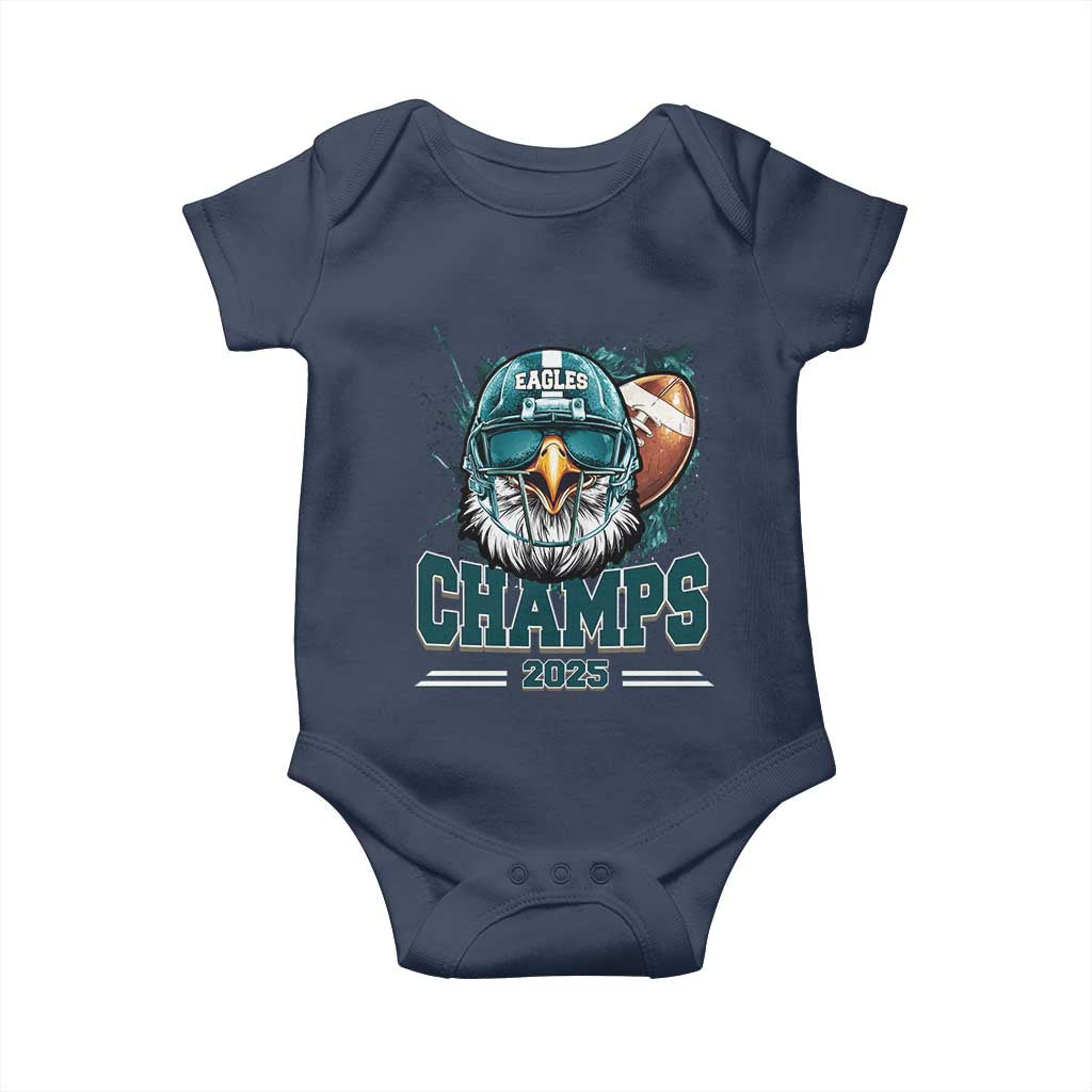 Celebrated Eagles Baby Onesie Championship 2025 Retro TS02 Navy Print Your Wear