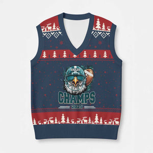 Celebrated Eagles V-Neck Knit Sweater Vest Championship 2025 Retro TS02 Navy Red Print Your Wear