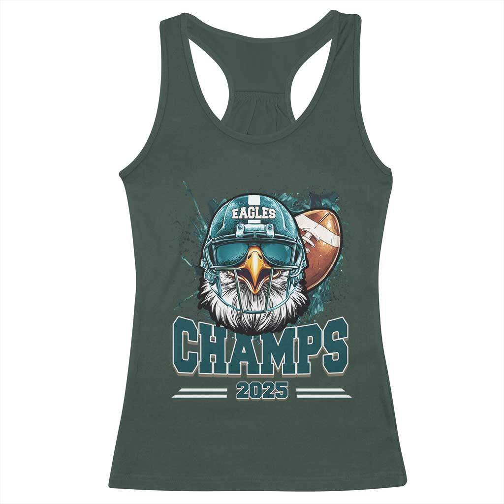 Celebrated Eagles Racerback Tank Top Championship 2025 Retro TS02 Dark Forest Green Print Your Wear