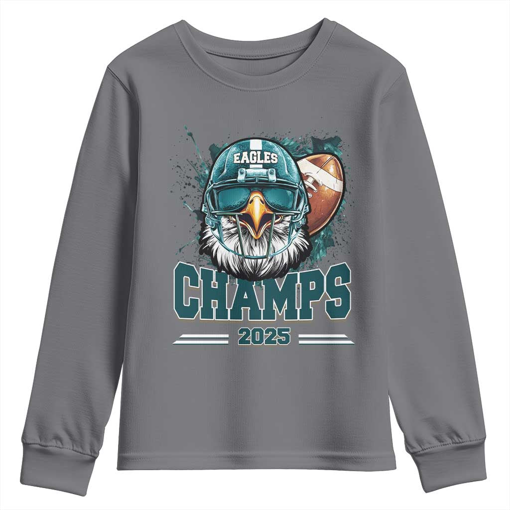 Celebrated Eagles Youth Sweatshirt Championship 2025 Retro TS02 Charcoal Print Your Wear