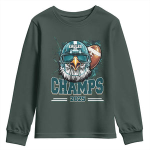 Celebrated Eagles Youth Sweatshirt Championship 2025 Retro TS02 Dark Forest Green Print Your Wear