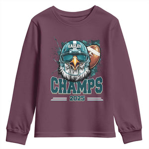 Celebrated Eagles Youth Sweatshirt Championship 2025 Retro TS02 Maroon Print Your Wear