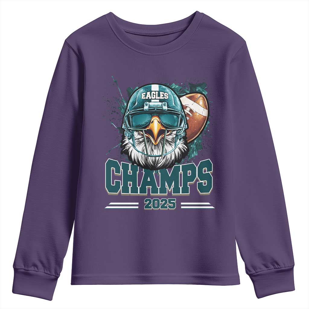 Celebrated Eagles Youth Sweatshirt Championship 2025 Retro TS02 Purple Print Your Wear