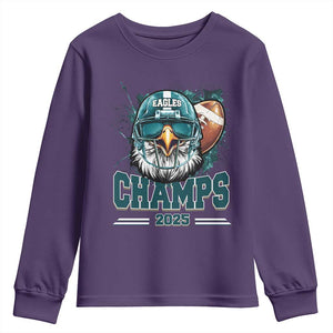 Celebrated Eagles Youth Sweatshirt Championship 2025 Retro TS02 Purple Print Your Wear