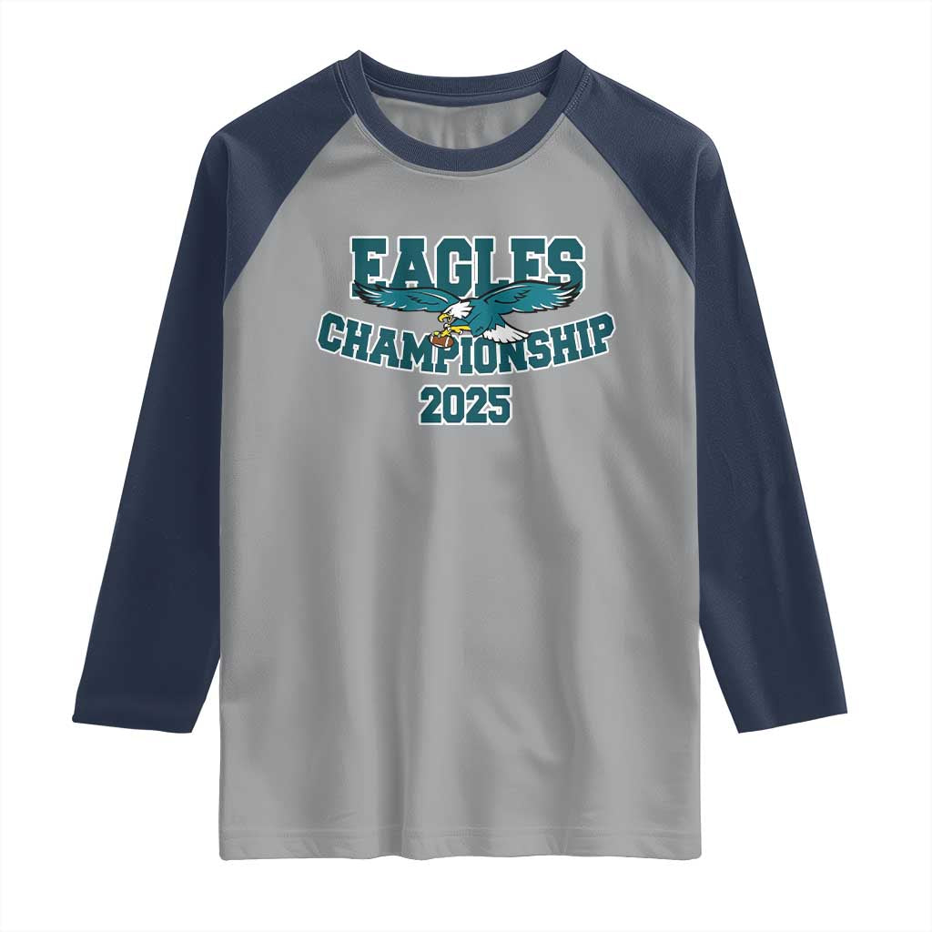 Celebrated Eagles Raglan Shirt Championship 2025 TS02 Sport Gray Navy Print Your Wear