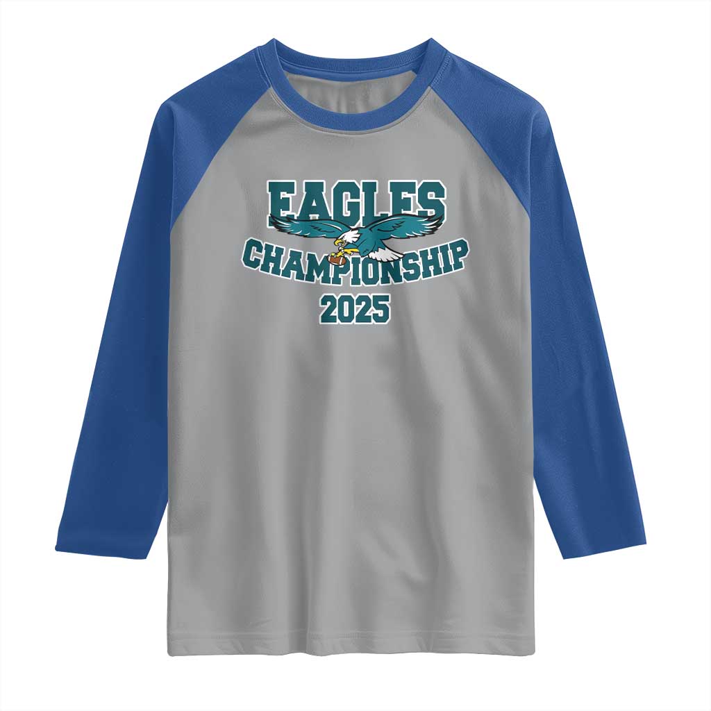 Celebrated Eagles Raglan Shirt Championship 2025 TS02 Sport Gray Royal Print Your Wear