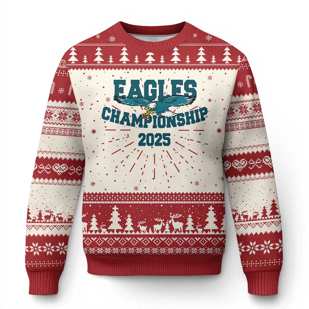 Celebrated Eagles Knit Sweatshirt Championship 2025 TS02 Red Print Your Wear