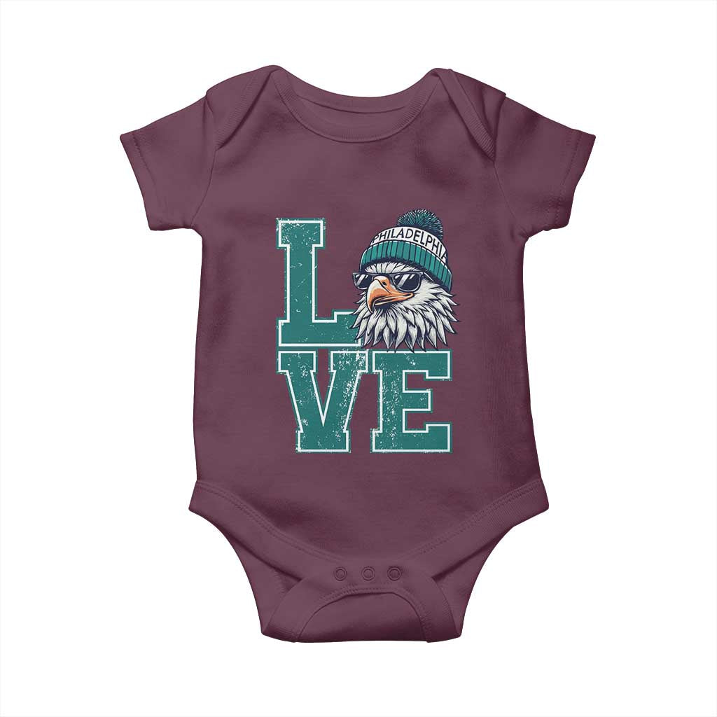 Eagles Inspirational Baby Onesie LOVE Cool Eagle Lover Vintage TS02 Maroon Print Your Wear