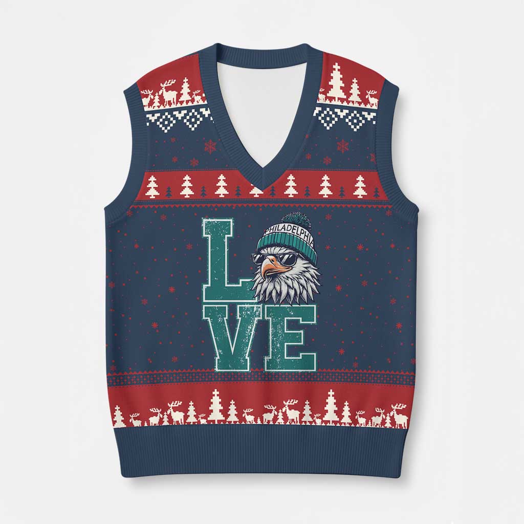 Eagles Inspirational V-Neck Knit Sweater Vest LOVE Cool Eagle Lover Vintage TS02 Navy Red Print Your Wear