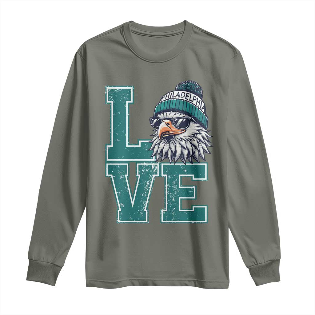 Eagles Inspirational Long Sleeve Shirt LOVE Cool Eagle Lover Vintage TS02 Military Green Print Your Wear