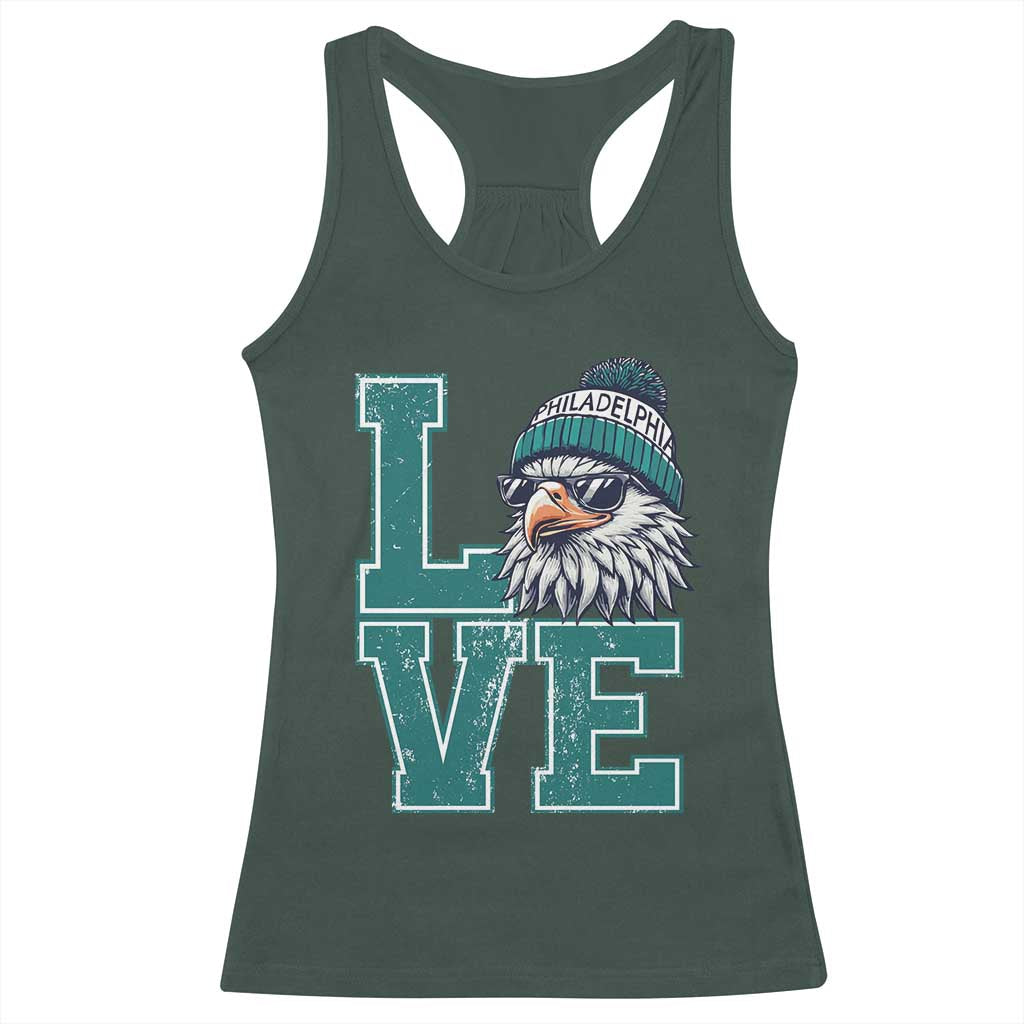 Eagles Inspirational Racerback Tank Top LOVE Cool Eagle Lover Vintage TS02 Dark Forest Green Print Your Wear