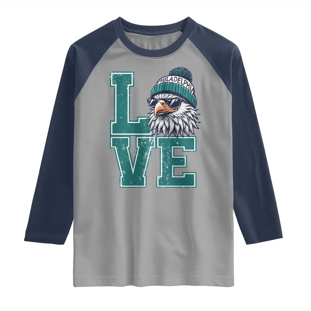Eagles Inspirational Raglan Shirt LOVE Cool Eagle Lover Vintage TS02 Sport Gray Navy Print Your Wear