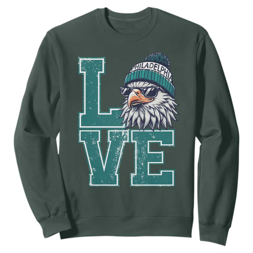 Eagles Inspirational Sweatshirt LOVE Cool Eagle Lover Vintage TS02 Dark Forest Green Print Your Wear