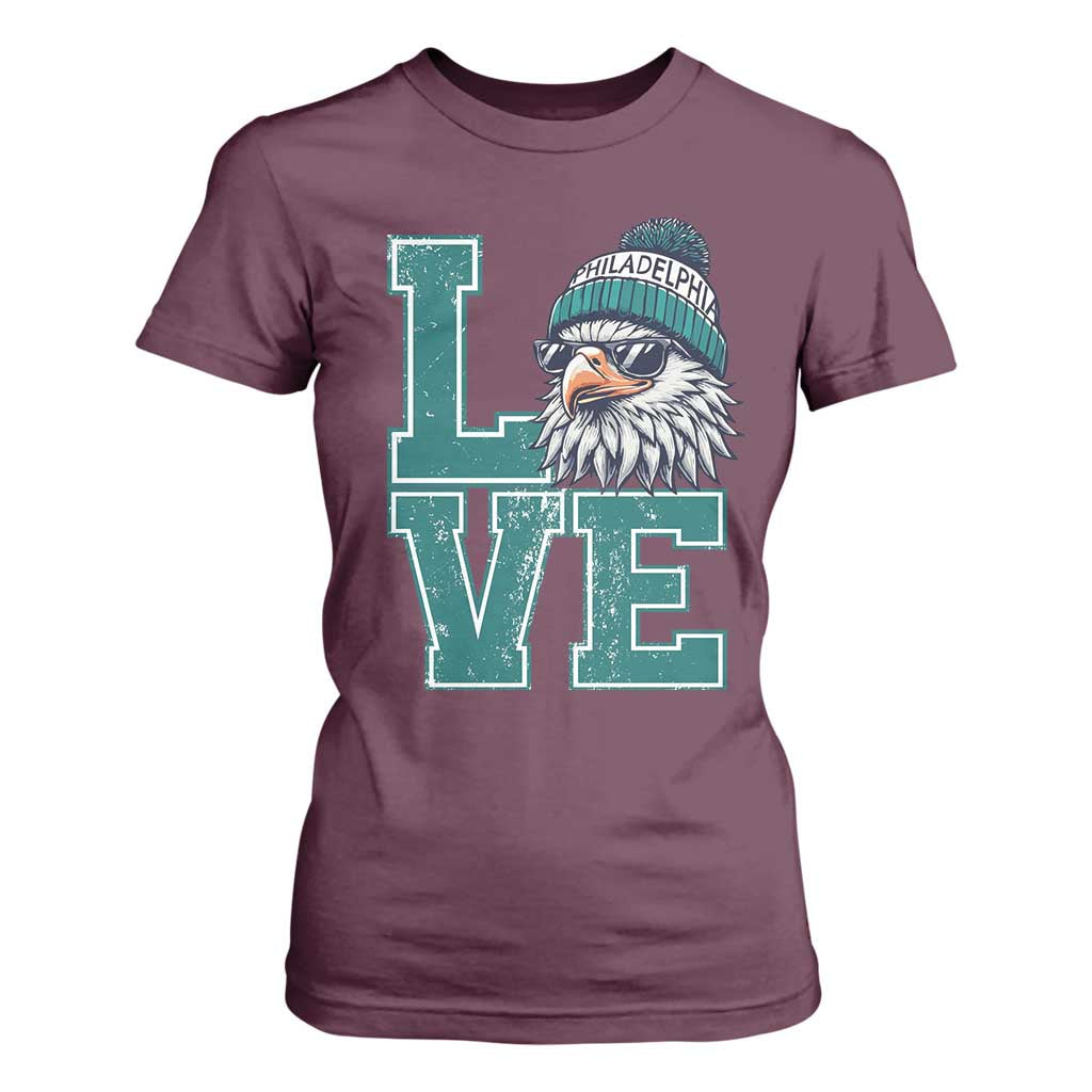 Eagles Inspirational T Shirt For Women LOVE Cool Eagle Lover Vintage TS02 Maroon Print Your Wear