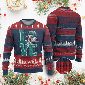 Eagles Inspirational Knit Sweatshirt LOVE Cool Eagle Lover Vintage TS02 Burgundy Print Your Wear